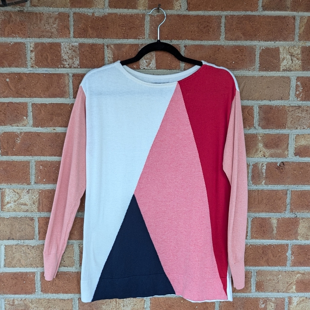 Chaps Sweater - Geometric Colorblock Sweater - Women's Medium